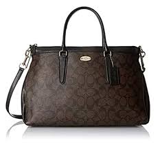 Black And Brown Purse Coach Signature Leather Morgan Tote Satchel Shoulder Bag Handbag F34617 Black Purses Fashion Brown Satchel Satchel Tote Bag Satchel Tote