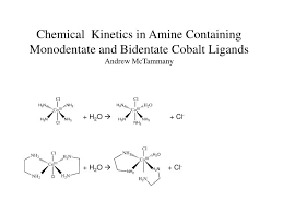 When ligands bond with transition metal ion, repulsion between electrons in ligands and electrons in d orbitals of metal ion takes place which raises energy of d orbitals which causes the light. Ppt Chemical Kinetics In Amine Containing Monodentate And Bidentate Cobalt Ligands Andrew Mctammany Powerpoint Presentation Id 6596273