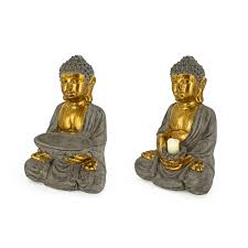 Verleihen sie ihrem zuhause zu weihnachten einen hauch von glanz mit dieser beleuchteten weihnachtsdekoration. Rivanto Sitzende Buddha Statue Hohe 45 Cm Steinoptik Deko Figur Fur Innen Aussenbereich