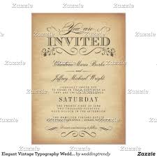 Elegant Vintage Typography Wedding Invitations Zazzle Com Typography Wedding Invitations Vintage Wedding Invitations Country Wedding Invitations