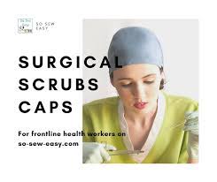 The top part that will keep the hair away from the face, and the bottom piece that will cover the forehead and turn into a tie at the back. Surgical Scrub Caps For Frontline Healthcare Workers So Sew Easy