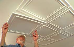 Embossed Ceiling Tiles Add Elegance To A Room Embossed Ceiling Tiles Home Diy Ceiling Tiles