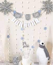 Silver And White Snowy Baby Shower Polar Bear Winter Baby Shower Decorations Baby Shower Fall Winter Baby Shower Themes