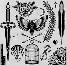 Traditional Black And Grey Flash Tattoos Google Search Feather Tattoos Grey Tattoo Traditional Tattoo Black And Grey