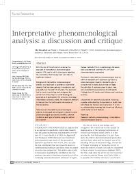Qualitative researchers often consider themselves instruments in research because all. Pdf Interpretative Phenomenological Analysis A Discussion And Critique Jan Pringle Academia Edu
