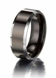 Men S White Beveled Edged Black Tungsten Ring Black Tungsten Rings Mens Wedding Rings Tungsten Tungsten Wedding Rings