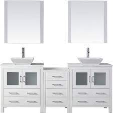 Dukes 84 double vanity, white carrara marble top, white square sinks and no mirror. Bathroom Vanities 78 Dior Double Sinks Bathroom Vanity Set In Multiple Finishes With Countertop By Virtu Usa Kitchensource Com