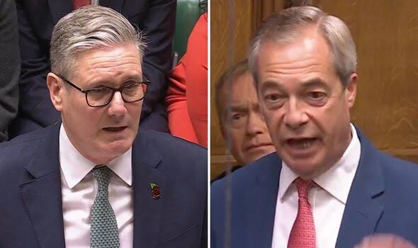Nigel Farage in furious clash with Keir Starmer at PMQs | Politics | News |  Express.co.uk