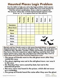 Haunted Places Logic Problem Math Logic Puzzles Maths Puzzles Halloween Worksheets