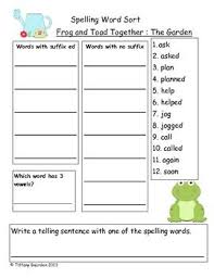 Spelling Sort For Frog And Toad Together The Garden Reading Street Scott Foresman Reading Street Teaching Spelling