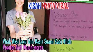 Viral Aksi Lucu Istri Kasih Suami Kado Ultah Voucher Anti Marah Marah Youtube