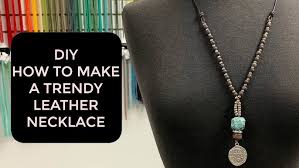 Macrame Leather and Bead Necklace