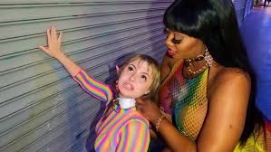 BBW ebony mistress walks with her submissive white bitch before lesbian  fucking.