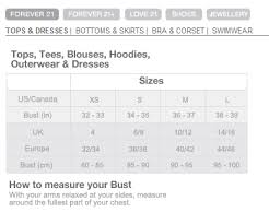 forever21 size guide dzclo x forever21 usa