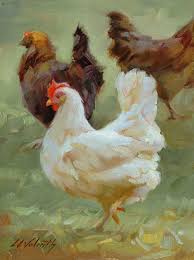 Hen Party Farm Art Rooster Painting Chicken Painting