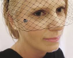 Black Short Veil Rhinestone Gothic Mask Women's Black Birdcage Veil Style  Headpiece Fishnet Mask