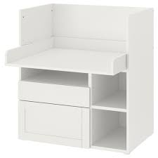 Smastad مكتب أبيض مع إطار مع درجين Ikea