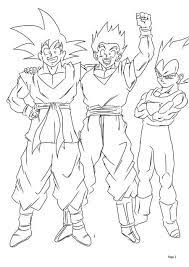 goku gohan and vegeta anime dragon ball super z coloriage arc en ciel