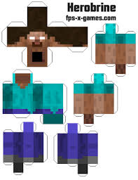 Minecraft Herobrine Papercraft Cutout Fpsxgames Minecraft Birthday Minecraft Printables Minecraft Birthday Party