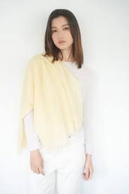 100%Cashmere雲朵系列方巾圍巾 淡黃