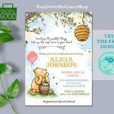 Editable Winnie The Pooh Invitation Winnie The Pooh Baby Etsy In 2021 Pooh Invitation Winnie The Pooh Birthday Baby Shower Welcome Sign
