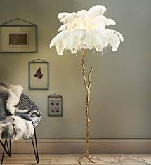 Feather standing light, floor lamp, decorative light, by vantot. Hlidpu Floor Lamp Feather Led Floor Light Standing Lamp For Living Room Bedroom Creative Pole With Hanging Feather Sh Led Floor Lights Lamps Living Room Lamp