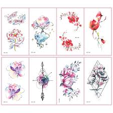 52 Kinds Watercolor Flora Lavender Waterproof Fake Tattoos Temporary Women  Arm Chest Ankle Stickers Floral Body Art Tatto Flower - AliExpress