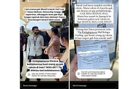 Infobagi yg mau di gaji 400rb perharibarangkali ada yang mau di bayar sehari 60rb sampai 2 jt rupiah. Viral Keluhan Warga Sempat Tak Boleh Masuk Mal Karena Bukti Vaksin Dari Luar Negeri Halaman All Kompas Com