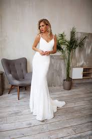 Tight Wedding Dress Crepe Sleek Silhouette Minimalist Bridal Gown Georgie Tight Wedding Dress Spaghetti Strap Wedding Dress Wedding Dresses