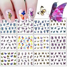 12 Designs Nail Sticker Butterfly Patterns Decals Water Transfer Image Eefury Nail Stickers Decals Nail Stickers Butterfly Nail Art