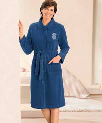 Robe De Chambre En Molleton Polaire 105 Cm Marine Femme 2547051 Damart