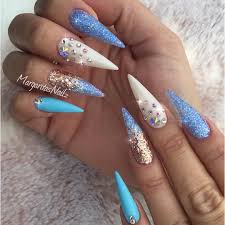 The latest fad in eth nail art industry is to go all gothic on the nail front. Stiletto Nails Light Blue Novocom Top