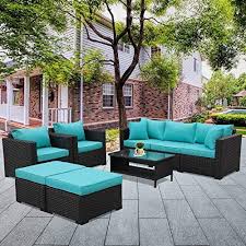Patio Wicker Furniture Set 6 Piece Outdoor Pe Rattan Conversation Couch Sectiona Conversation Couch Furnitur Wicker Patio Furniture Patio Wicker Furniture