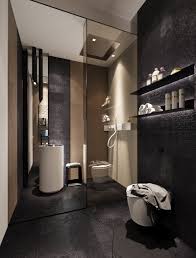 Dark wengue wood flooring sets a nice dark base in contrast with the white walls and white shag rug. Applying Modern Bathroom Decor With Creative And Perfect Decorating Which Is Very Attractive Roohome