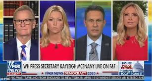 Kayleigh mcenany issued a terse statement calling for members of the mob to be prosecuted, but the president did not appear at the white house briefing. Kayleigh Mcenany Doubles Down On Trump S Bizarre Conspiracy Theory About 75 Year Old Pushed By Cops Daily Mail Online