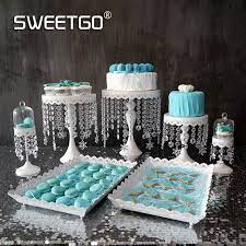 High Quality Wedding Cake Stand Set Cupcake Decoration For Dessert Glass Dome Crystal Candy Bar Party E Cake Stand Set Crystal Cake Stand Cupcake Stand Wedding