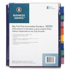 Large angled tabs for easy viewing. Bsn32373 Business Source Double Pocket Index Dividers 8 Print On Tab S 8 5 Divider Width X 11 Divider Length Letter Plastic Divider Multicolor Tab S 8 Set