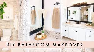 Decorating your half bathroom with a stone tiled wall is a good idea. Diy Bathroom Makeover On A 200 Budget Small Bathroom Decorating Ideas Youtube