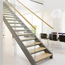 Usually, other materials, like wood or metal, are used for handrails with glass railings. Indoor Used Mono Stringer Glass Straight Staircase Designs Pr L70