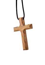 This cross necklace is made of tinted pear wood. The Finest Olive Wood Christmas Ornaments Nativities And Crosses From The Holy Land