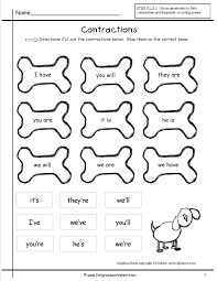Bone Contractions Contraction Worksheet Contractions 1st Grade Worksheets
