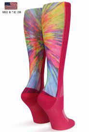 Pink Flash Tie Over The Calf Compression Socks For Runners Nursingclothes Calf Compression Socks Compression Socks Nursing Clothes