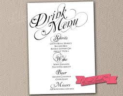 Wedding Bar Menu Template | Printables and Menu