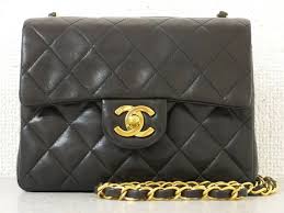 R5905 Auth Chanel Black Quilted Lambskin Cc Push Lock Mini Chain Shoulder Bag Chain Shoulder Bag Shoulder Bag Bags