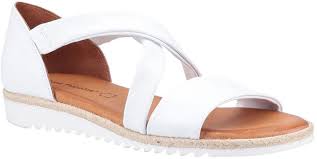 The brand is inspired by current trends : Hush Puppies Womens Ladies Gemma Espadrille Leather Wedge Sandals White Shopstyle