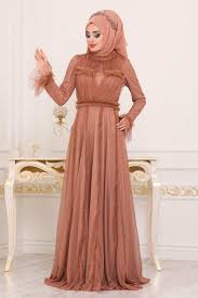 Tesetturlu Abiye Elbise Volan Kol Taba Tesettur Abiye Elbise 39850tb Tesetturisland Com Elbise The Dress Moda Stilleri