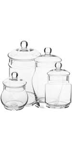 They are available in a variety of sizes and are probably one of the. Amazon Com Set Of 4 Small Decorative Clear Glass Apothecary Jars Wedding Centerpiece Storage Canisters With Lids Home Improvement