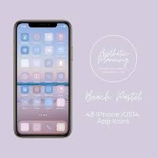 Beach Pastel 48 App Pack Aesthetic Iphone Ios14 App Icons Etsy In 2020 App Icon Iphone Apps Gold App