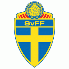 Sweden Primary Logo 1988 Yellow Cross On Blue Shield With Soccer Ball In Circle At The Top Football Team Logos National Football Teams Sweden Football