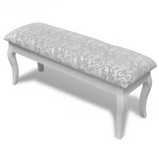 Vidaxl Tabouret 2 Places Rembourre Pour Coiffeuse Blanc 110 Cm Banc Rembourre Banc Salle A Manger Tabouret Rembourre